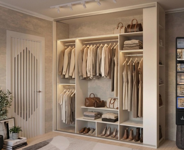 Шкаф-купе «3-х дверный с торцевыми полками»